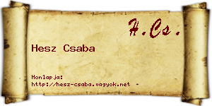 Hesz Csaba névjegykártya